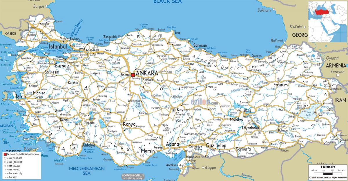 Grote kaart van Turkije