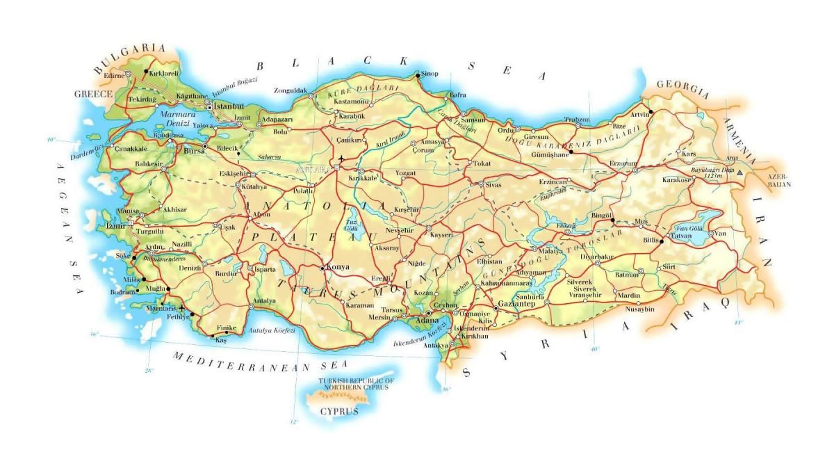 Hoogtekaart Turkije