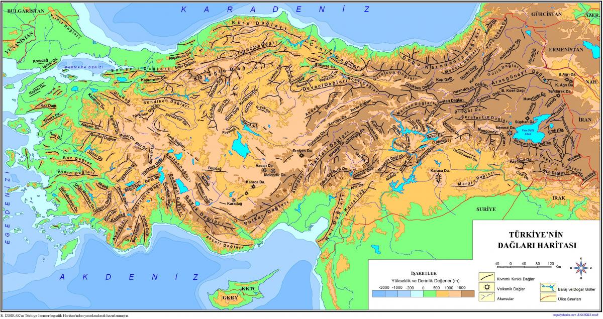 Bergen in Turkije kaart