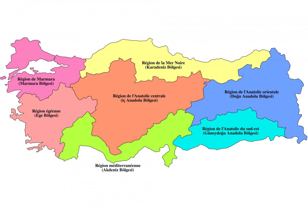 Gebieden van Turkije op de kaart